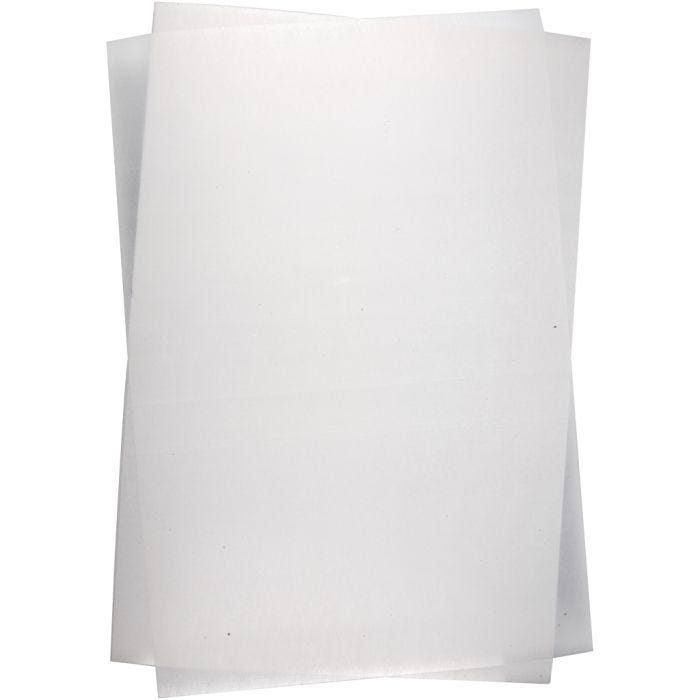 Krympeplastark, ark 20x30 cm, tykkelse 0,3 mm, blank transparent, 100ark/ 1 pk.