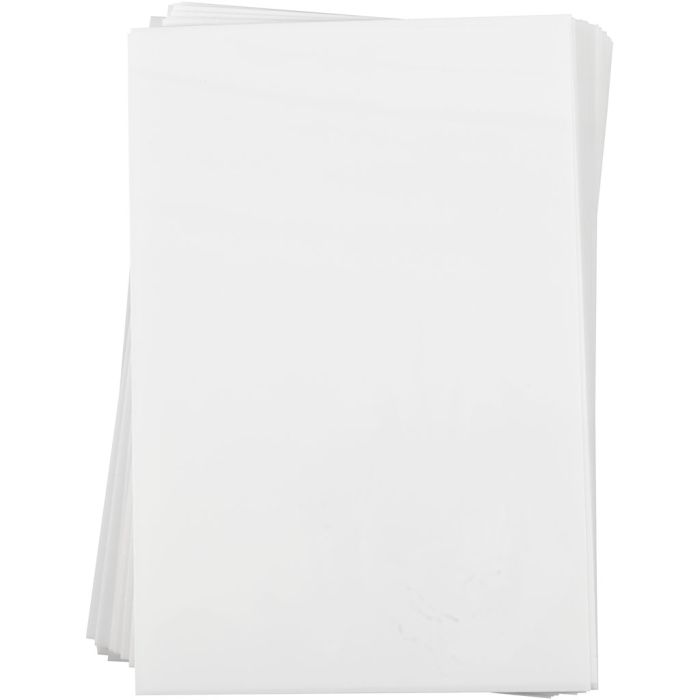 Krympeplastark, ark 20x30 cm, tykkelse 0,3 mm, matt hvit, 100 ark/ 1 pk.