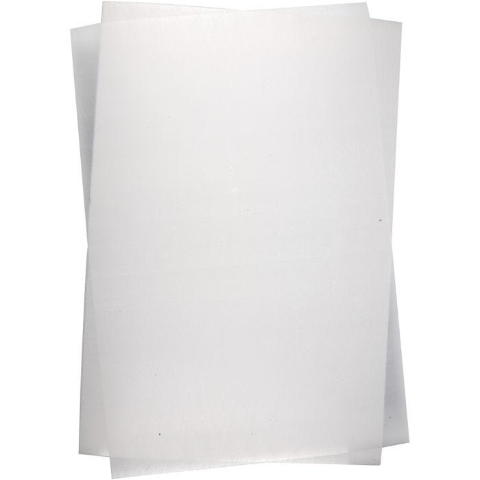 Krympeplastark, ark 20x30 cm, tykkelse 0,3 mm, matt transparent, 10ark/ 1 pk.