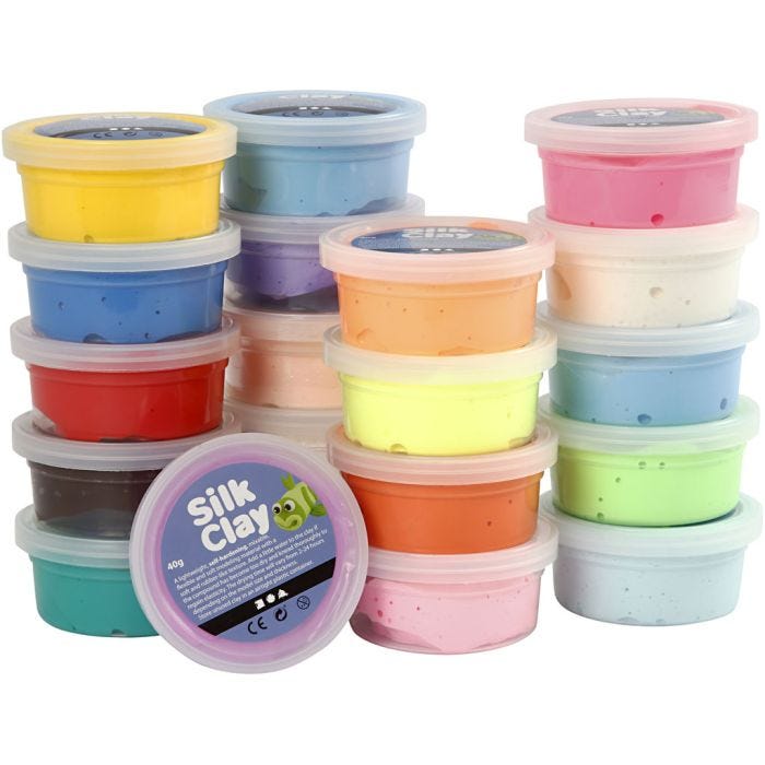 Silk Clay®, ass. farger, 20x40 g/ 1 pk.
