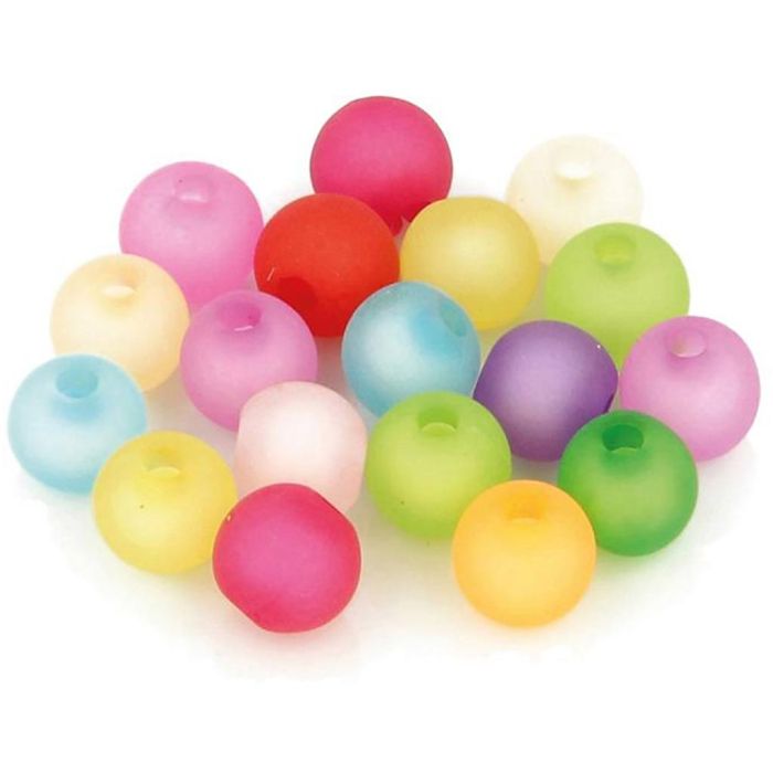 Runde fargede perler frost, dia. 8 mm, douche farger, 120 stk./ 1 pk.