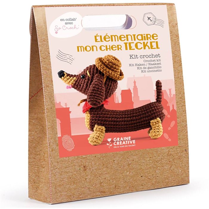 Amigurumi Crochet Kit, Dachshund, str. 18 cm, 1 pk.