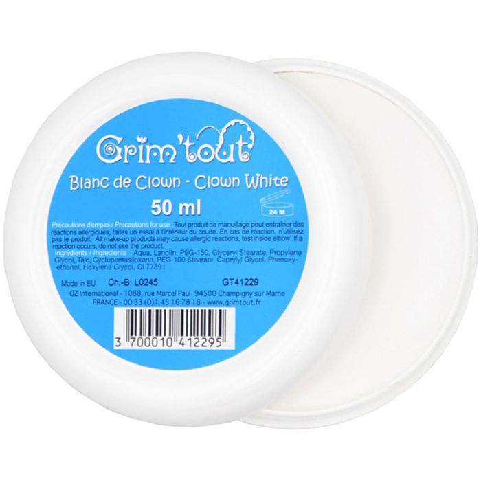 Ansiktsmaling klovn, hvit, 50 ml/ 1 boks