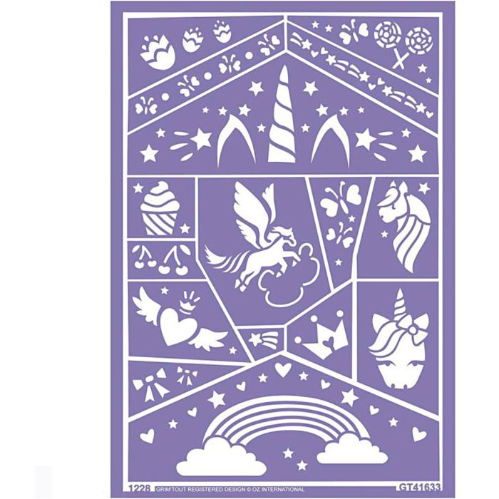 Selvklebende sjablong til ansiktsmaling, Enhjørning, 1 pk.