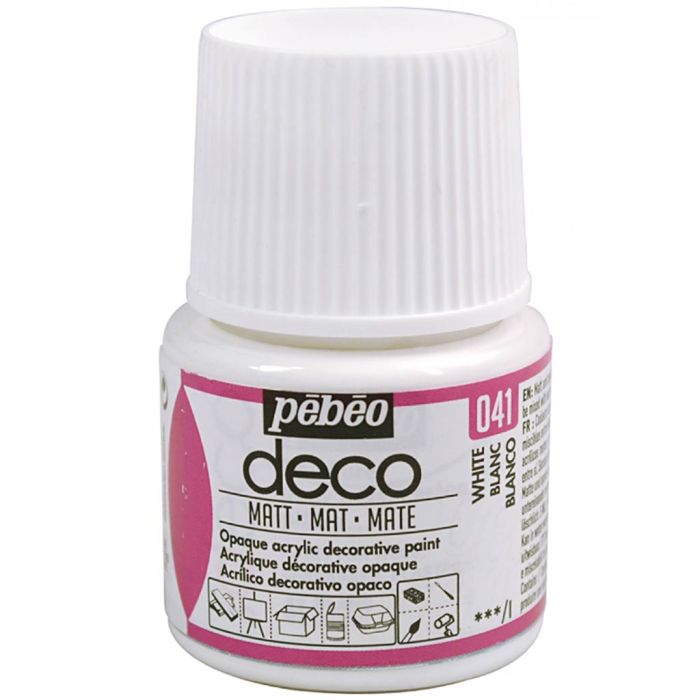 Déco-maling, matt, hvit, 45 ml/ 1 fl.