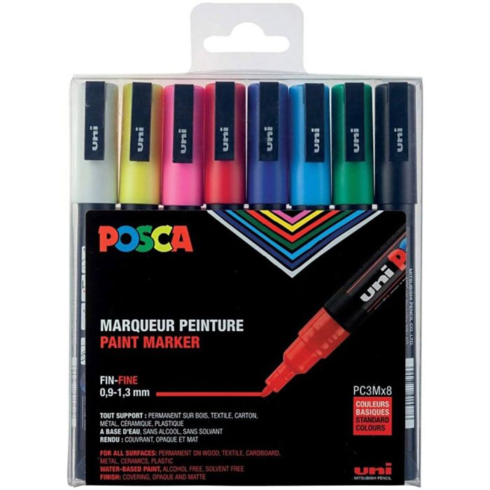 Sett med Posca-tusjer, PC-3M, nr. PC-3M, standardfarger, 8 stk./ 1 pk.