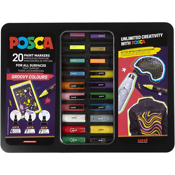 Posca Tusjer Sett, groovy colours, 20 stk./ 1 pk.