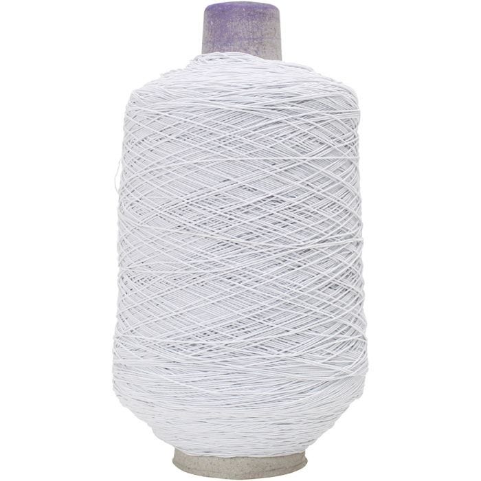 Tynn, rund elastisk tråd, hvit, 1500 m/ 1 rl.
