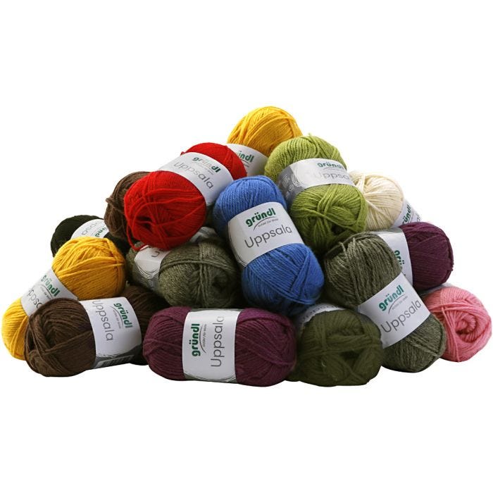 Ullgarn, L: 125 M, ass. farger, 30x50 g/ 1 pk.