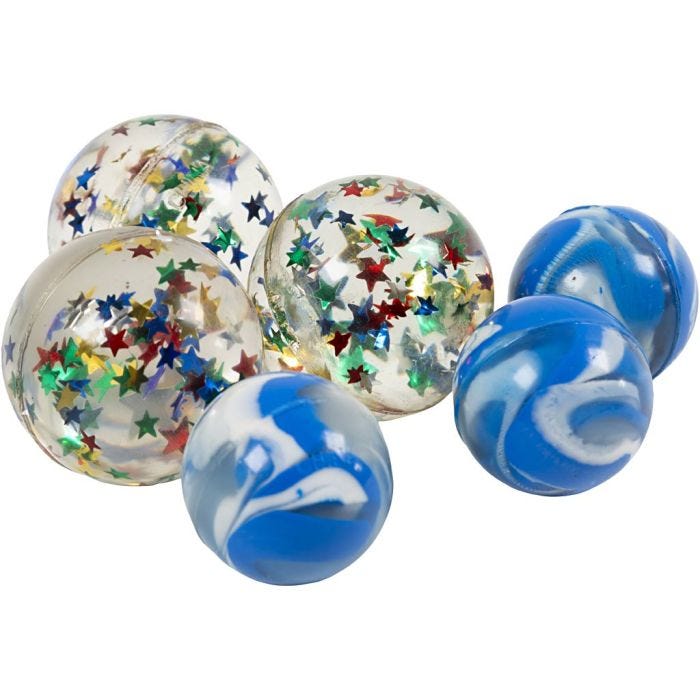 Sprettball, dia. 35+43 mm, 6 stk./ 1 pk.