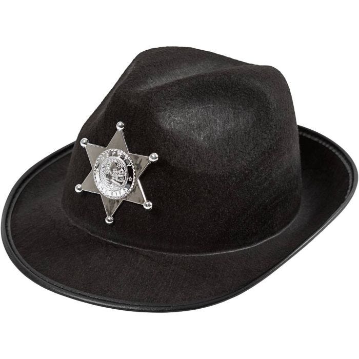 Cowboyhatt, str. 55,5 cm, svart, 1 stk.