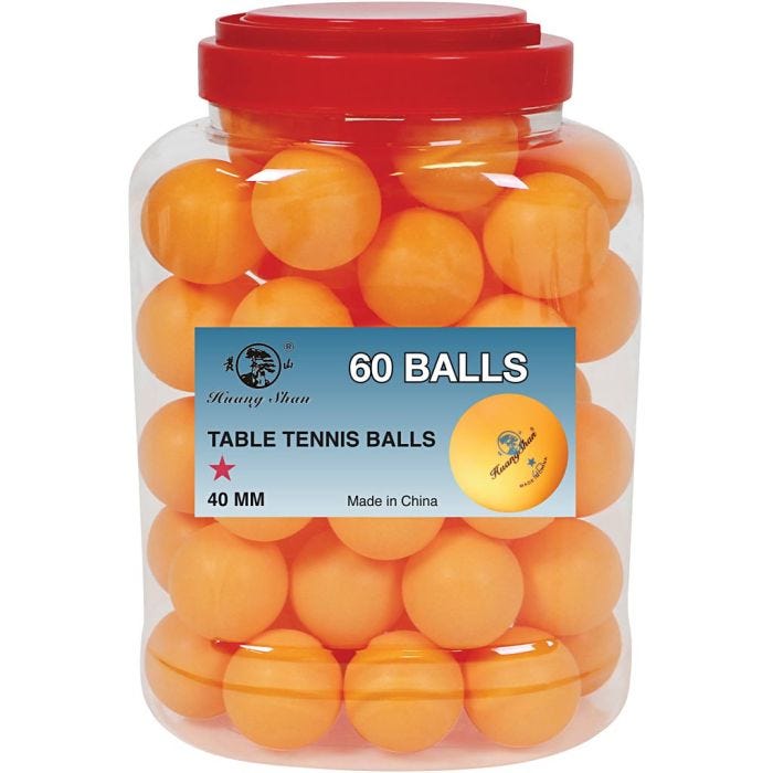 Bordtennisballer, dia. 40 mm, orange, 60 stk./ 1 pk.