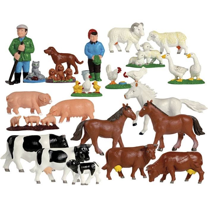 KREA Bondegårdsdyr, str. 2-7 cm, 22 stk./ 1 pk.