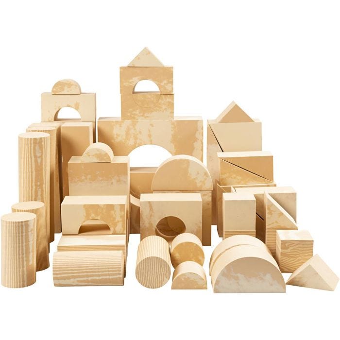 Store Wood-look klosser, Ass. størrelser og former , str. 7x7-15x30 cm, 48 deler/ 1 pk.