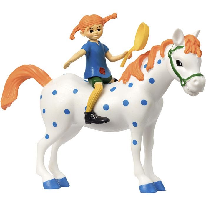 Pippi og Lilla Gubben figursett, str. 11 cm, 2 stk./ 1 sett