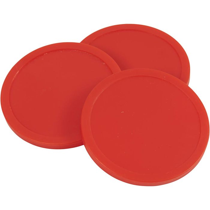 Airhockeypuck, H: 0,5 cm, dia. 7,5 cm, rød, 12 g, 15 stk./ 1 pk.