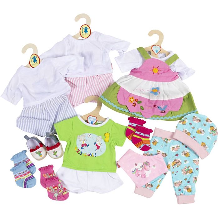 Dukkeklær, str. 35-45 cm, Innhold kan variere , 6 sett/ 1 pk.