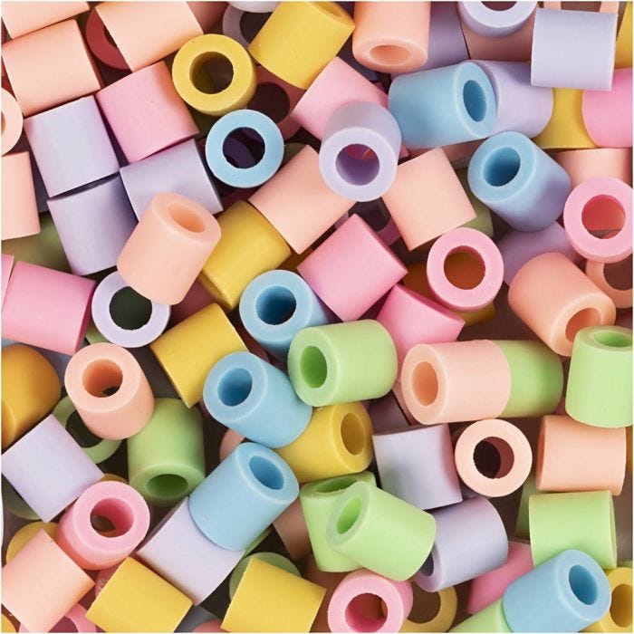 NABBI BioBeads, str. 5x5 mm, hullstr. 2.5 mm, medium, pastellfarger, 1000 stk./ 1 pk.