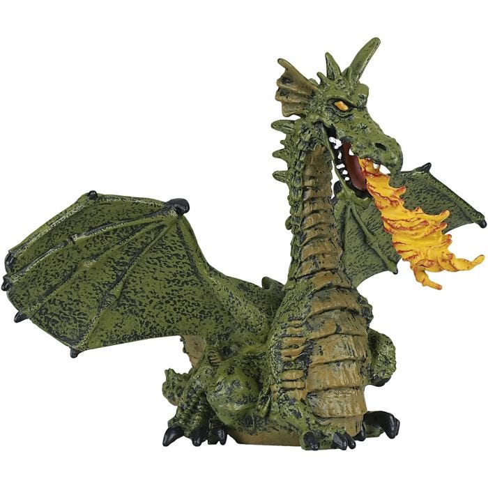 papo Drage grønn med flammer, 15 cm, 1 stk.