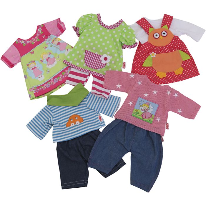 Dukkeklær, str. 35-45 cm, 5 stk./ 1 sett