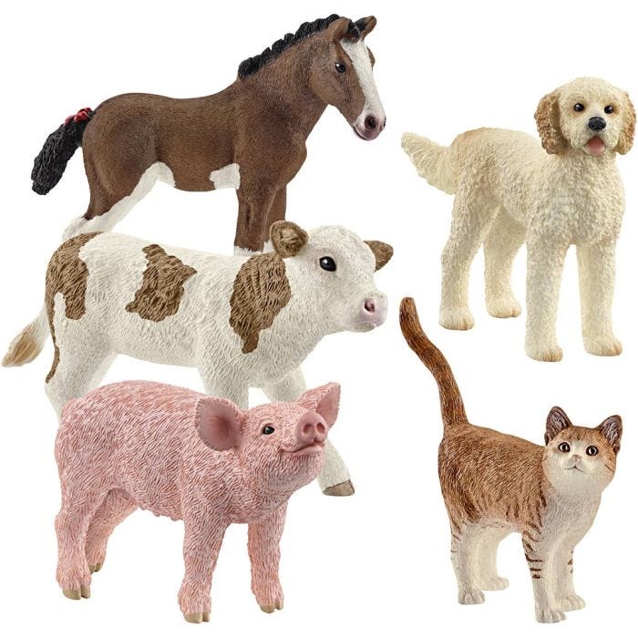 Schleich Bondegårdsdyr, H: 4,5-8 cm, 5 stk./ 1 pk.