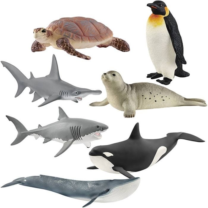 Schleich havdyr, str. 6-28 cm, 7 deler/ 1 pk.
