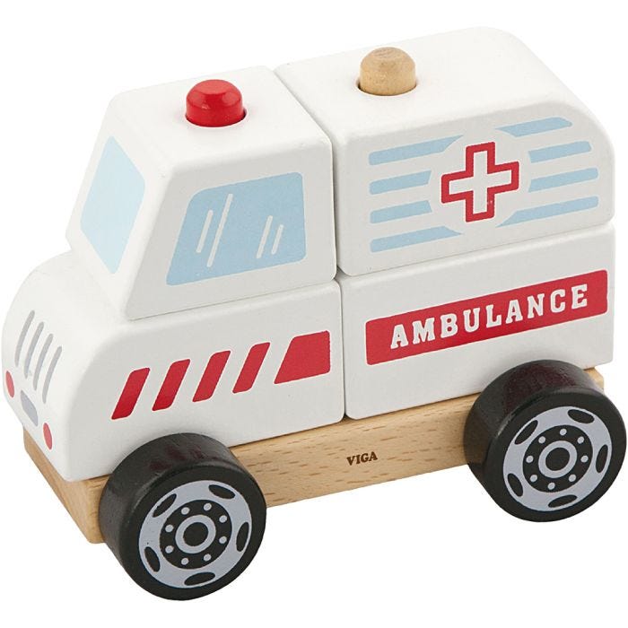 VIGA Stabel Ambulanse i tre, Ambulanse, 13x10x8 cm, 1 stk.