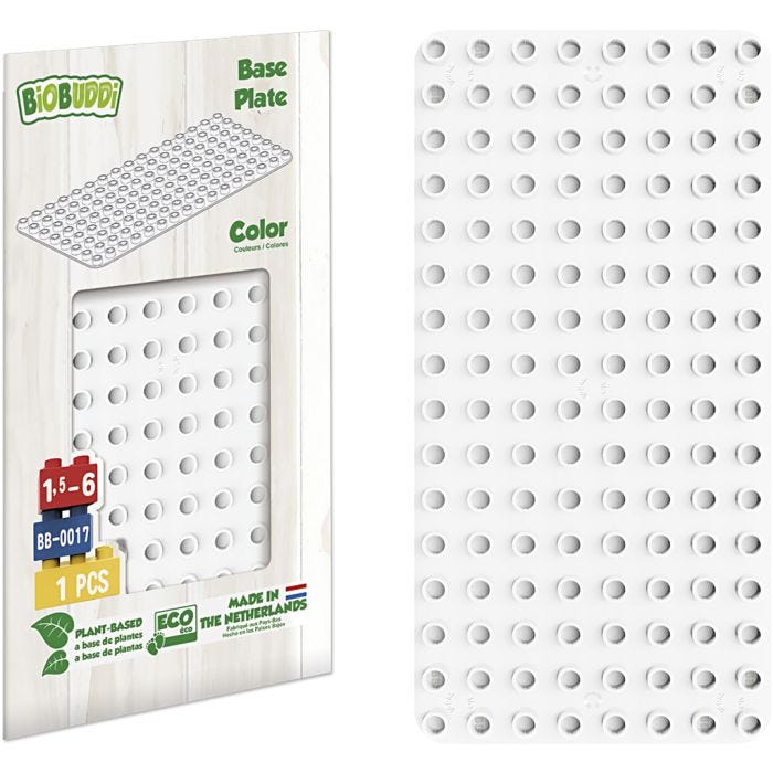 BIOBUDDI Byggeplate, 15x30 cm, hvit, 1 stk.
