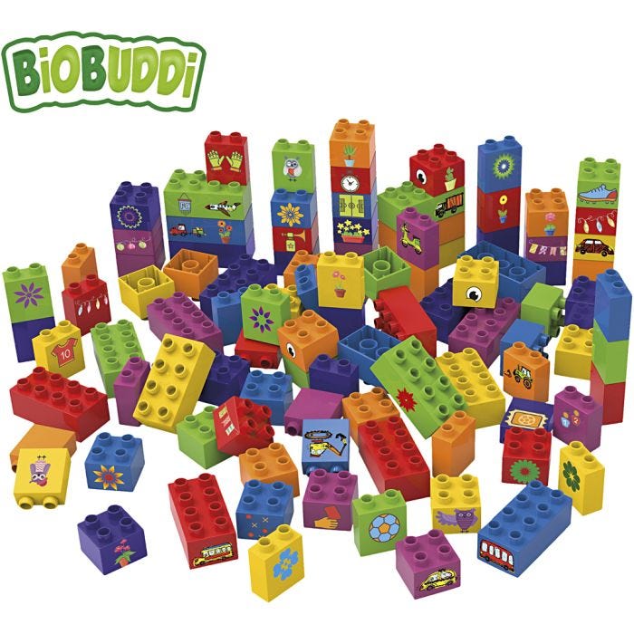 BIOBUDDI Byggeklosser, Motiver, 100 stk./ 1 sett