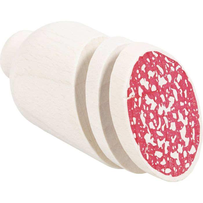 Mat av tre, L: 8 cm, dia. 4 cm, 1 pk.