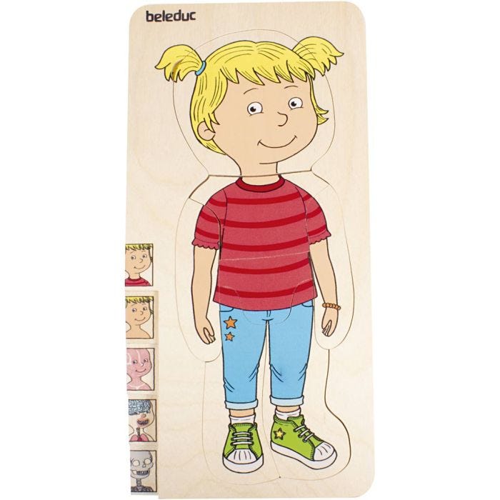 beleduc Puslespill av menneskekroppen, i flere lag, jente, 29x14x19 cm, 1 stk.