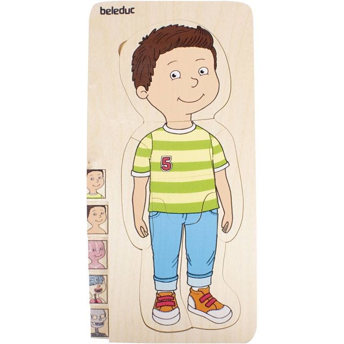 beleduc Puslespill av menneskekroppen, i flere lag, gutt, 29x14x19 cm, 1 stk.