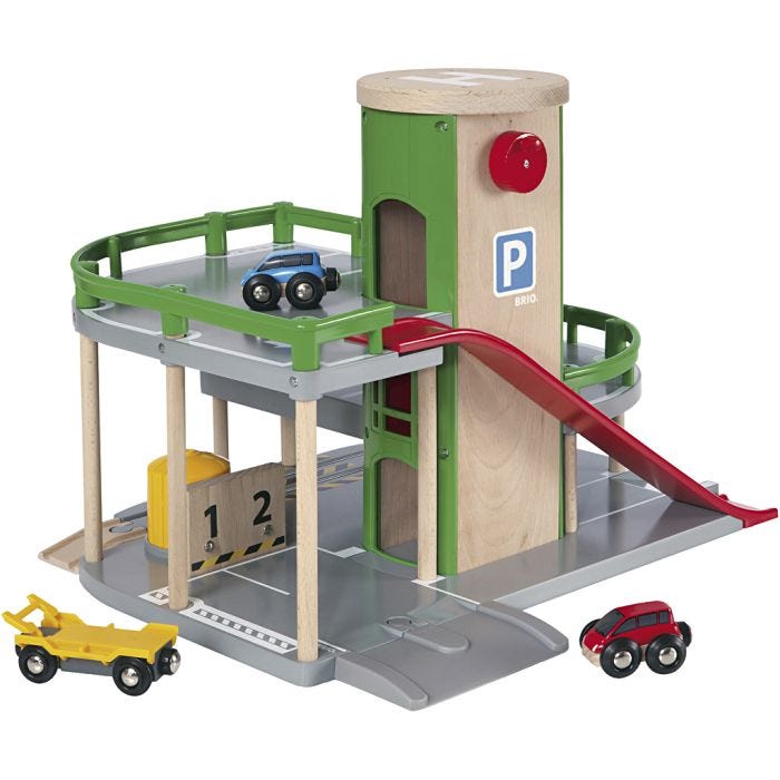 BRIO Rail & Road Parkeringshus, str. 18,5x39x34,3 cm, 1 sett