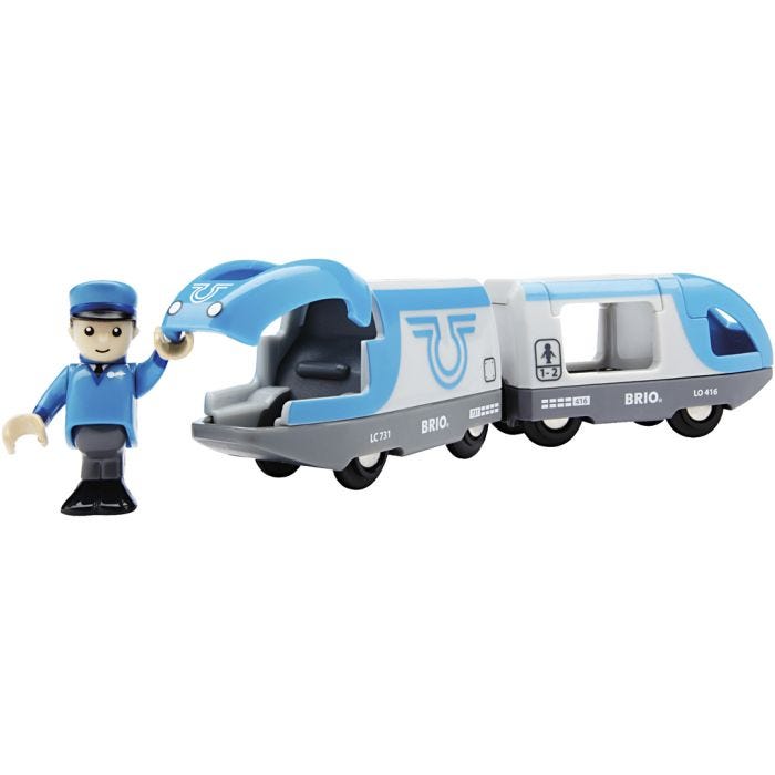 BRIO batteridrevet passasjertog, str. 5x4x21 cm, 2 stk./ 1 sett
