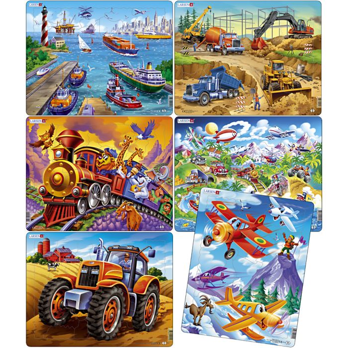 Puslespill Transport, str. 28,5x36,5, 18-37 brikker, 6 stk./ 1 pk.