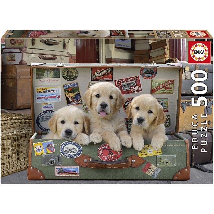 Puslespill hundehvalper, str. 34x48 cm, 500 brikker, 1 stk.