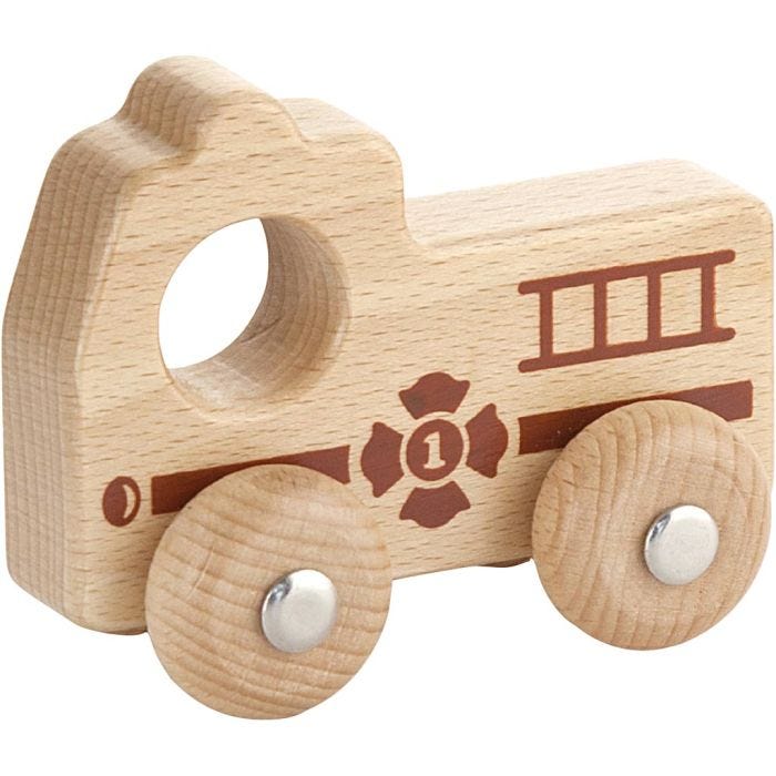VIGA Lekebil i tre, Brannbil, H: 4,3 cm, L: 9 cm, B: 7,5 cm, 1 stk.