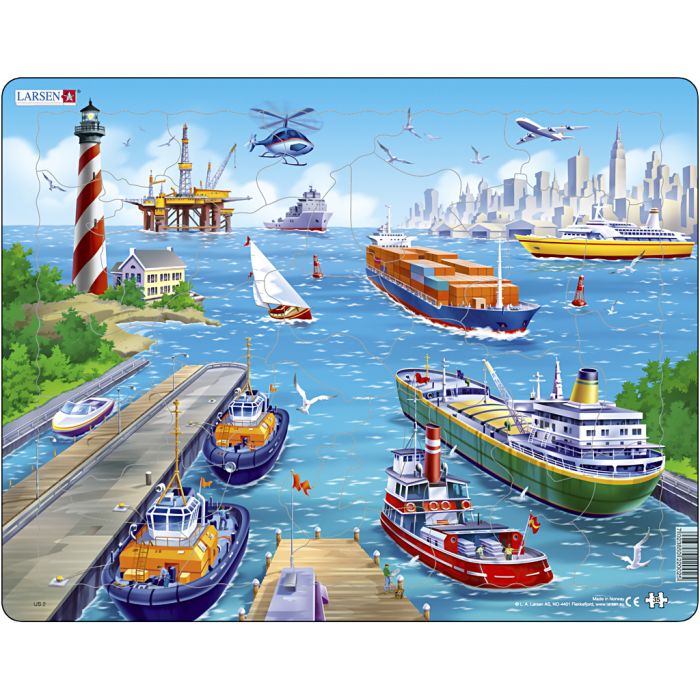Puslespill, havn, str. 28,5x36,5 cm, 35 brikker, 1 stk.