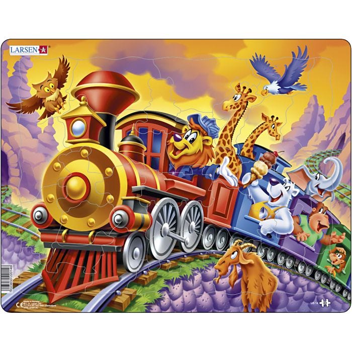 Puslespill, tog, str. 28,5x36,5 cm, 30 brikker, 1 stk.