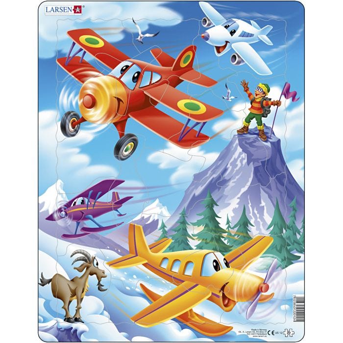 Puslespill, fly, str. 28,5x36,5 cm, 20 brikker, 1 stk.