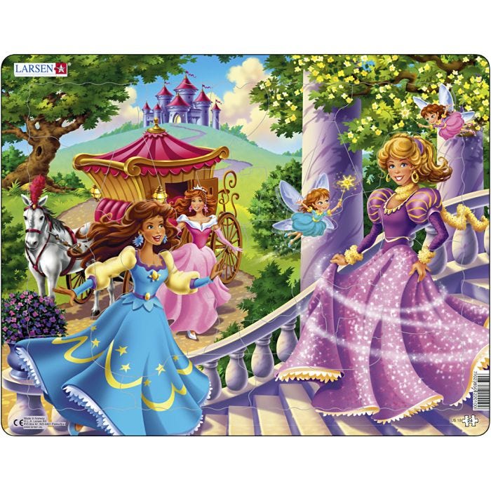 Puslespill, med søte prinsesser, str. 28,5x36,5 cm, 24 brikker, 1 stk.