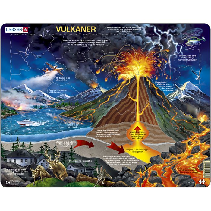 Puslespill, vulkaner, str. 28,5x36,5 cm, 70 brikker, 1 stk.