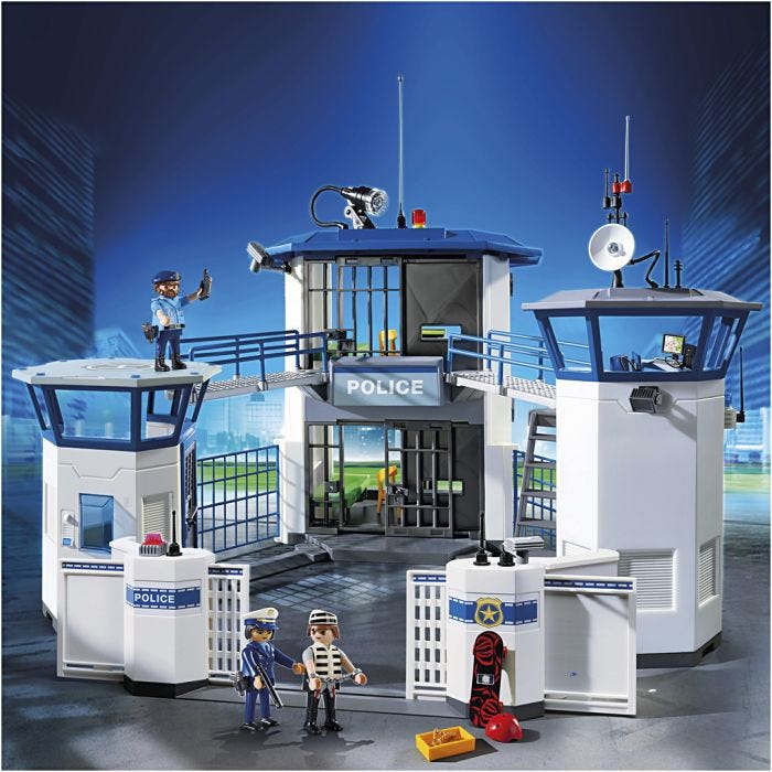 Playmobil Politistasjon med Alarmsystem, str. 55x36x53 cm, 1 sett