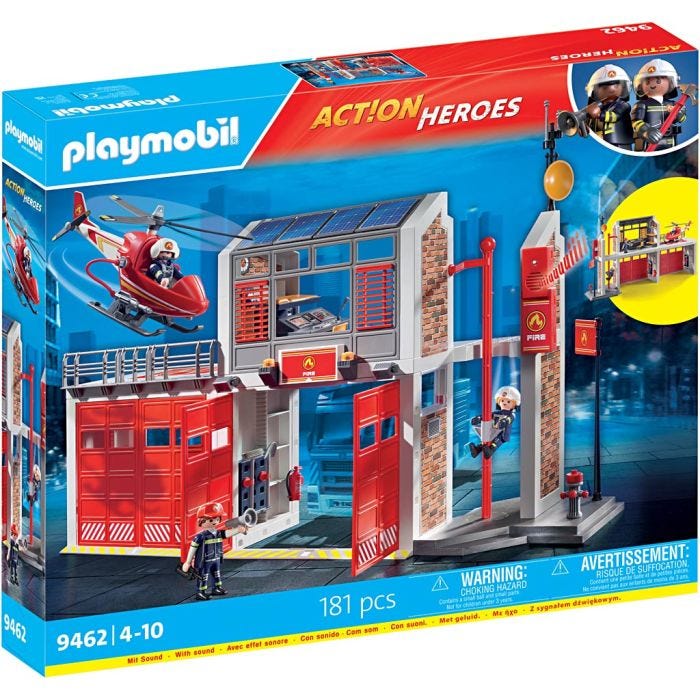 Playmobil stor brannstasjon, str. 61,0x21,0x36,0 cm, 181 deler/ 1 pk.