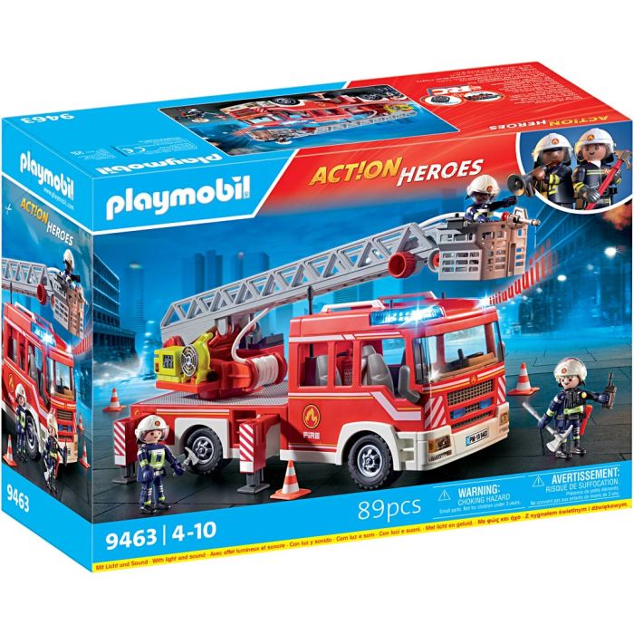Playmobil brannbil med stige, str. 39 x 13 x 17 cm, 89 deler/ 1 pk.