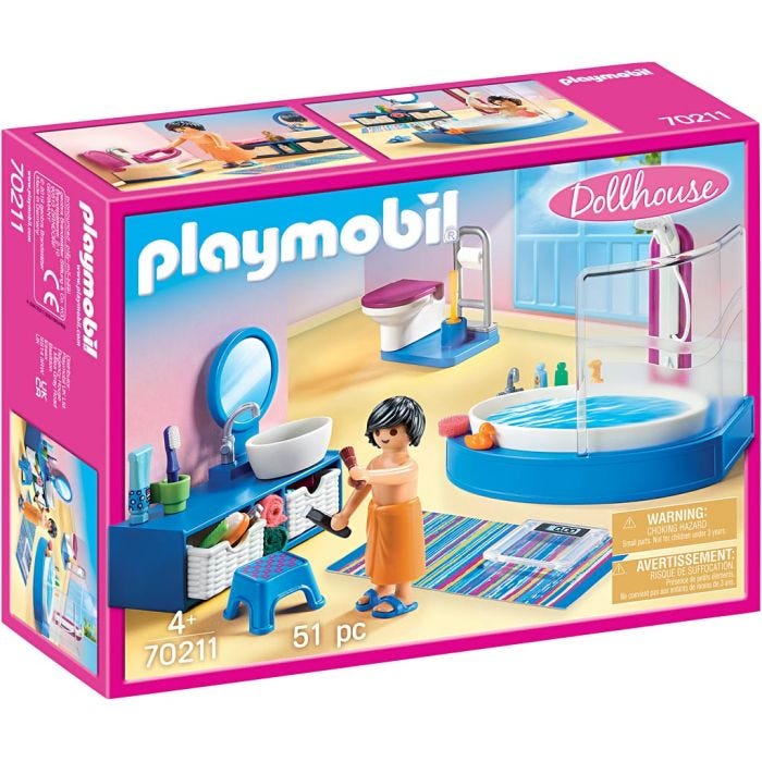 Playmobil baderomsmøbler til dukkehus, 51 deler/ 1 pk.