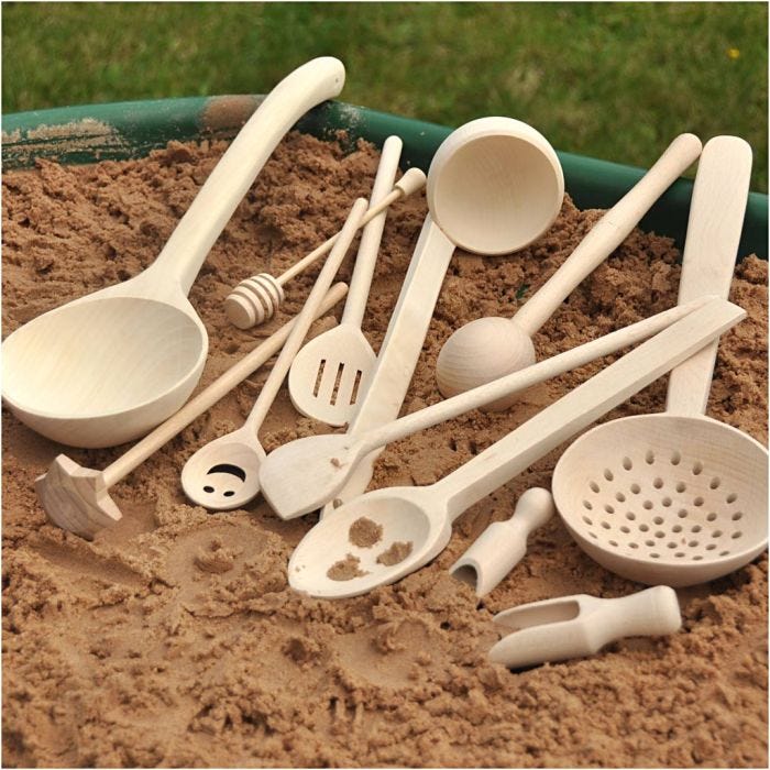 Kjøkkenredskaper i tre, str. 9-45 cm, 12 stk./ 1 pk.