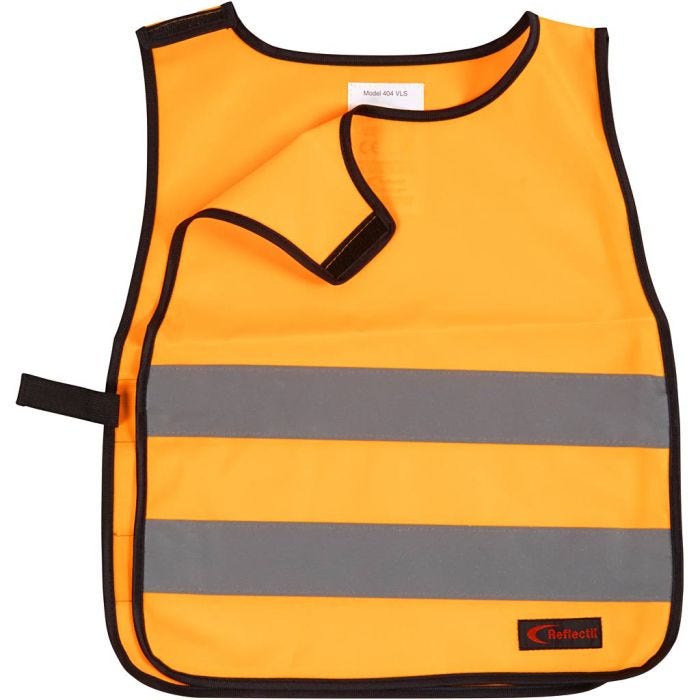 Refleksvest, S/Kid, L: 55 cm, B: 46 cm, str. 8-12 år, orange, 1 stk.