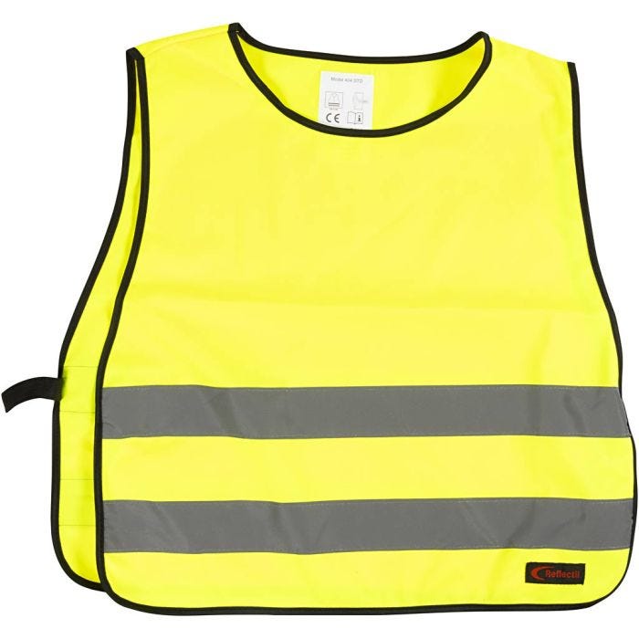 Refleksvest voksen, M, L: 55 cm, B: 51 cm, gul, 1 stk.