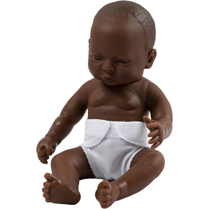 Dukke, mørk gutt, 24 cm, 1 stk.